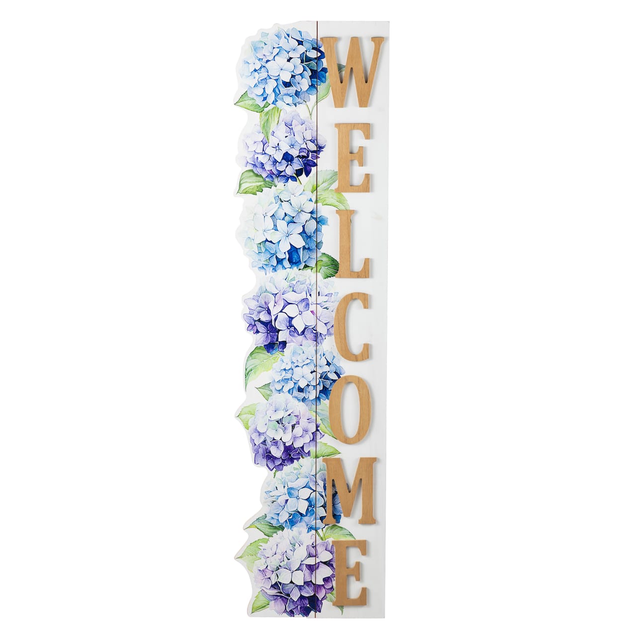 Glitzhome® 42" Solid Wood Hydrangea "WELCOME" Front Porch Sign